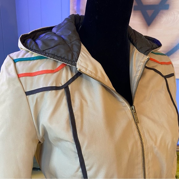 Vintage 70s/80s Casual Corner Striped Lightweight Puffer Jacket Size Small - Picture 2 of 12